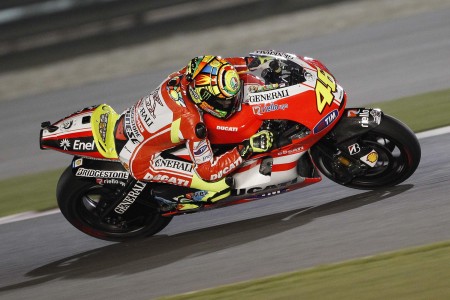 Valentino Rossi durante le prove libere in Qatar