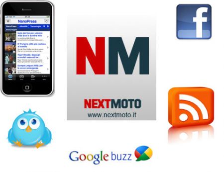 Nextmoto su Facebook, Twitter, Google Buzz e Iphone