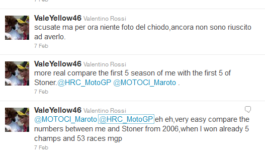 valentino rossi contro stoner honda twitter