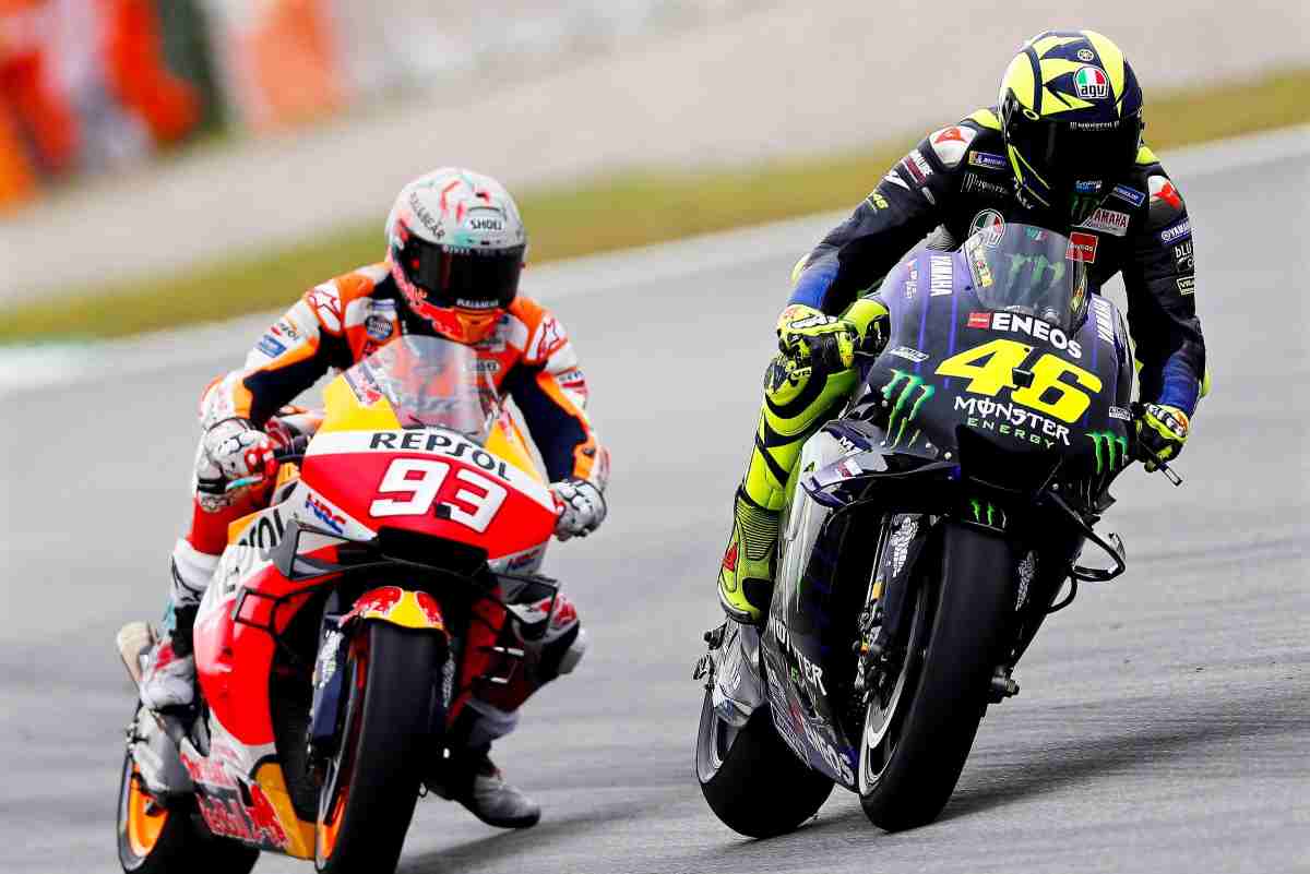 Marc Marquez e Valentino Rossi (foto Ansa)