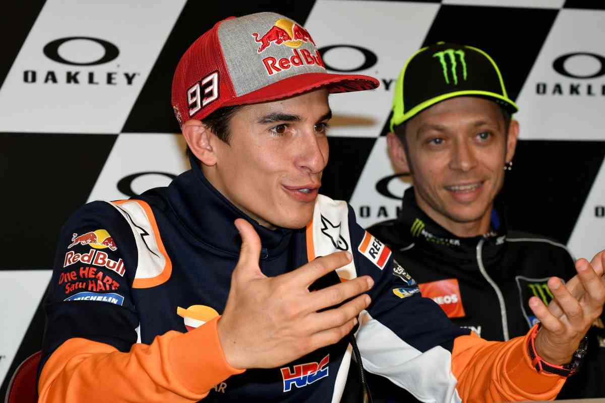 Marc Marquez e Valentino Rossi (foto Ansa)