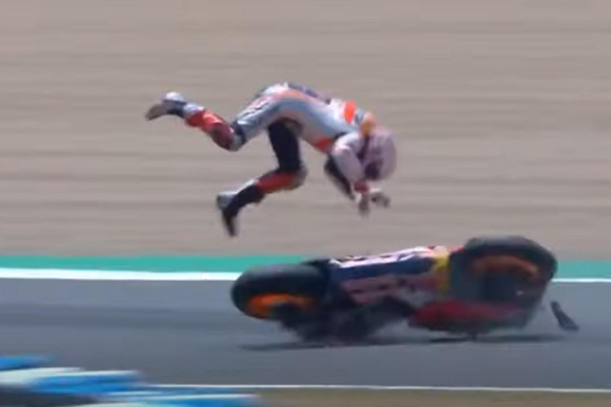 L'incidente di Marc Marquez a Jerez nel 2020 (foto Ansa)