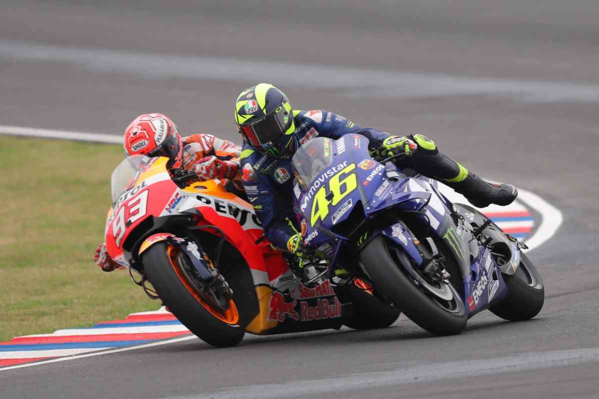 Marc Marquez e Valentino Rossi (foto Ansa)