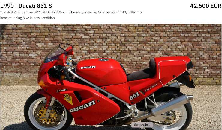 Ducati 851S, che occasione per i collezionisti