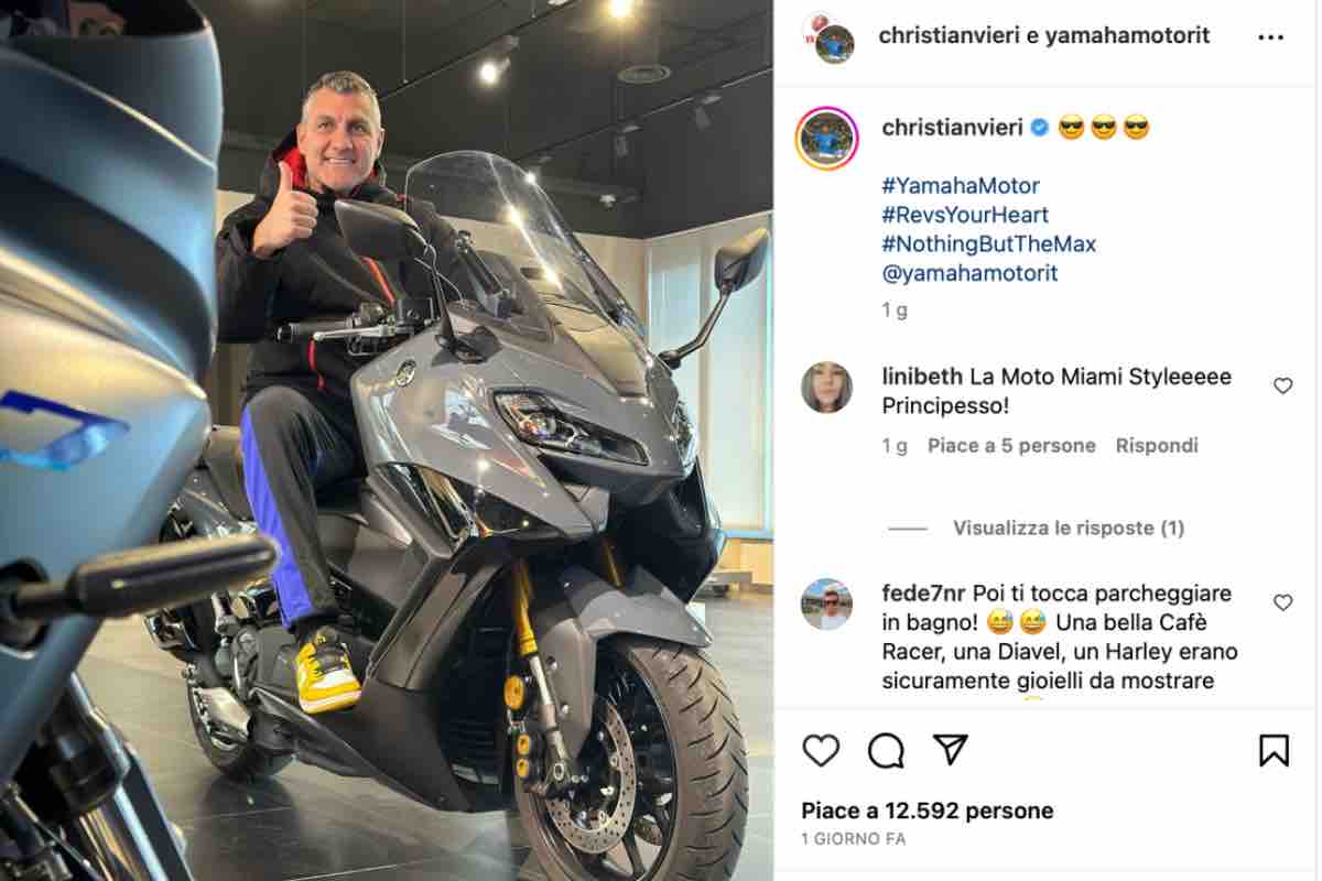 Christian Vieri con il T-Max, suo ultimo acquisto