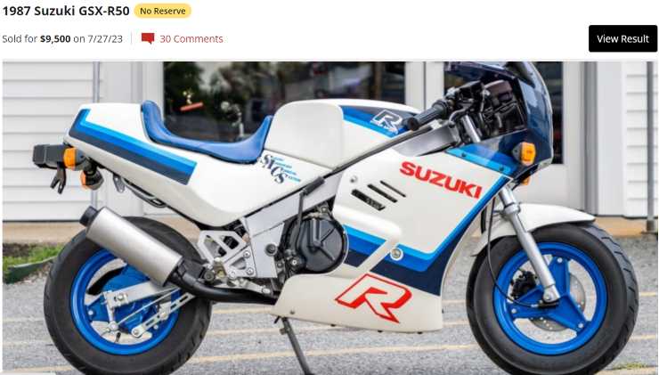 Suzuki GSX R 50 venduta all'asta