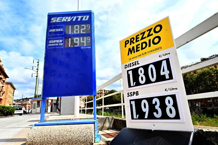 Prezzo medio benzina, cartelli