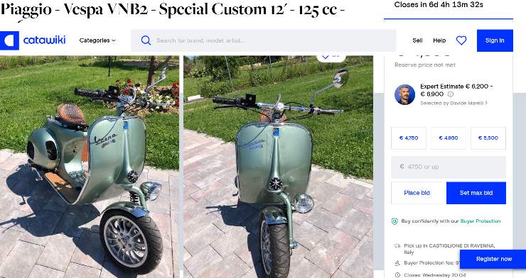 Vespa vendita di un modello unico