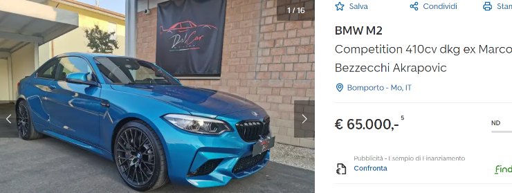 BMW M2 Competition, l'auto di Bezzecchi