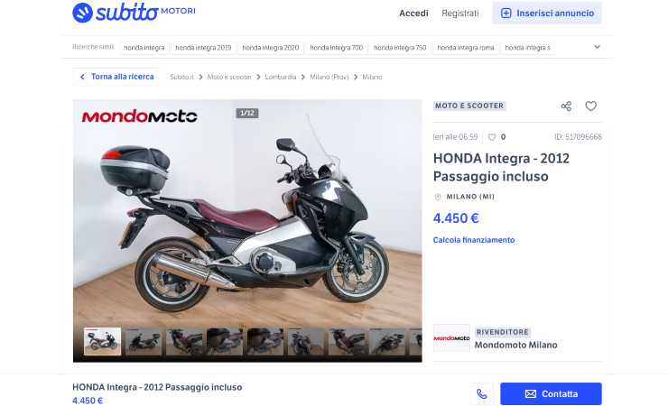In vendita uno scooter usato della Honda