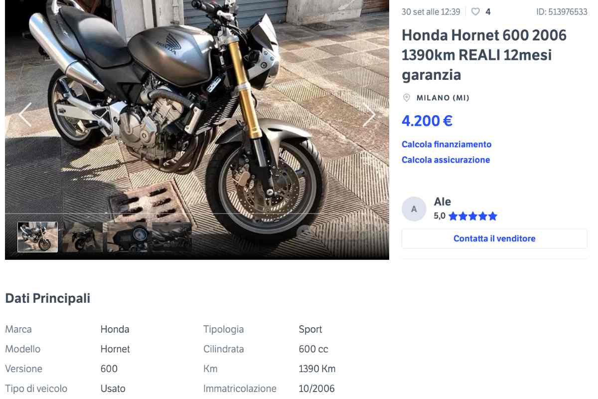 Annuncio Honda Hornet 600 usato