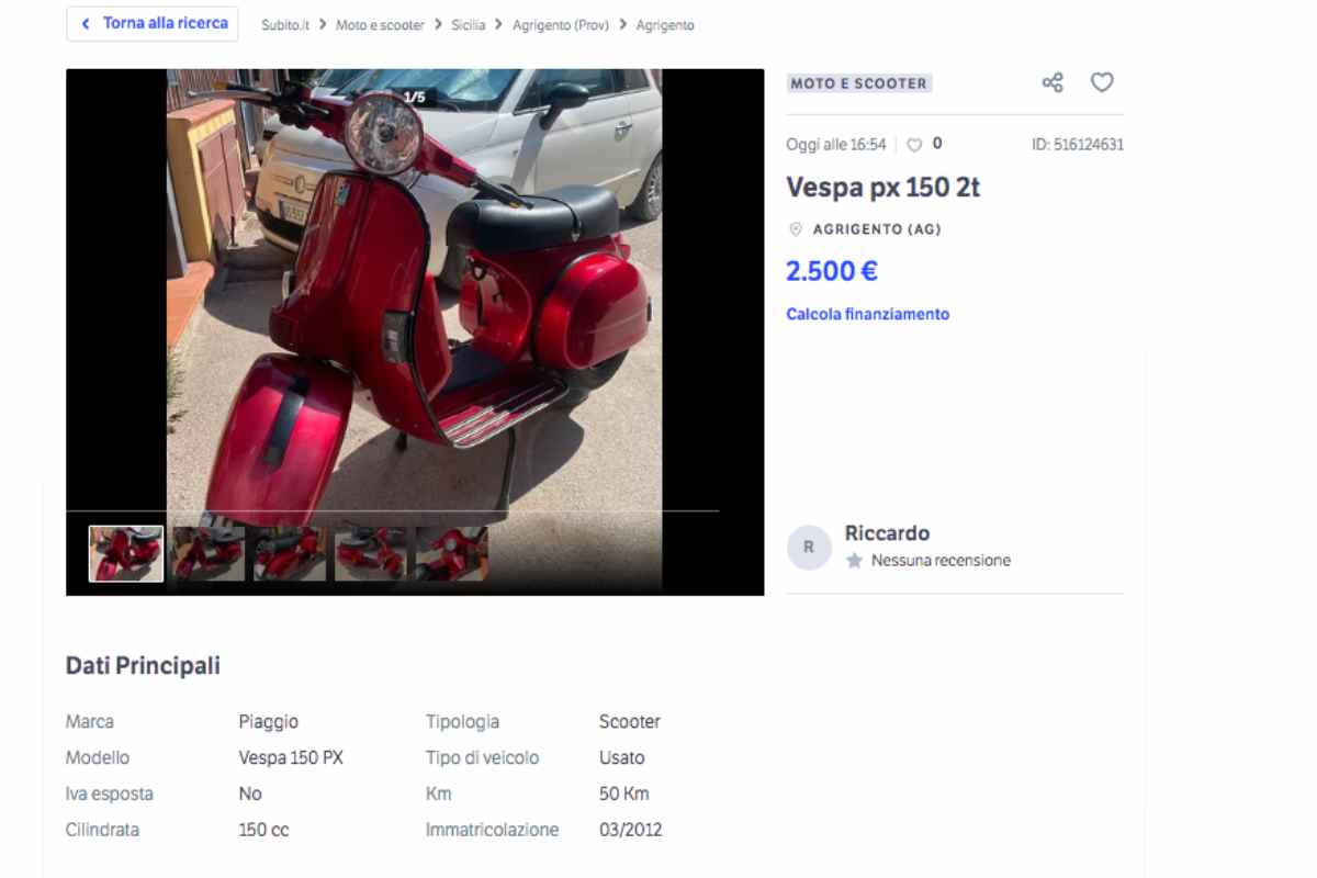 Vespa Piaggio in vendita usata annuncio