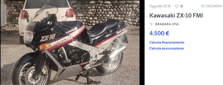 Kawasaki ZX10, la storica moto degli anni '80