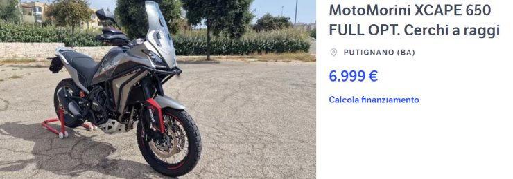 Moto Morini XCape 650, un costo mai visto