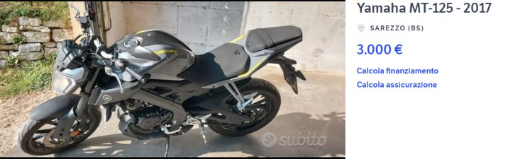 Yamaha MT 125, occasione pazzesca