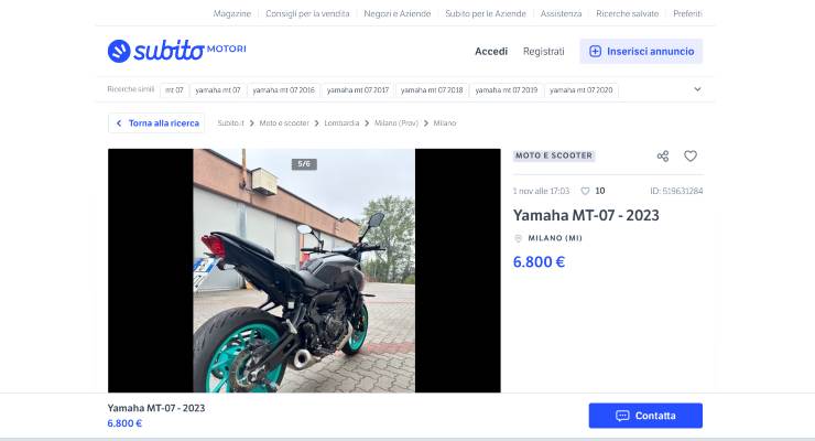 Dove acquistare Yamaha MT-07 usata