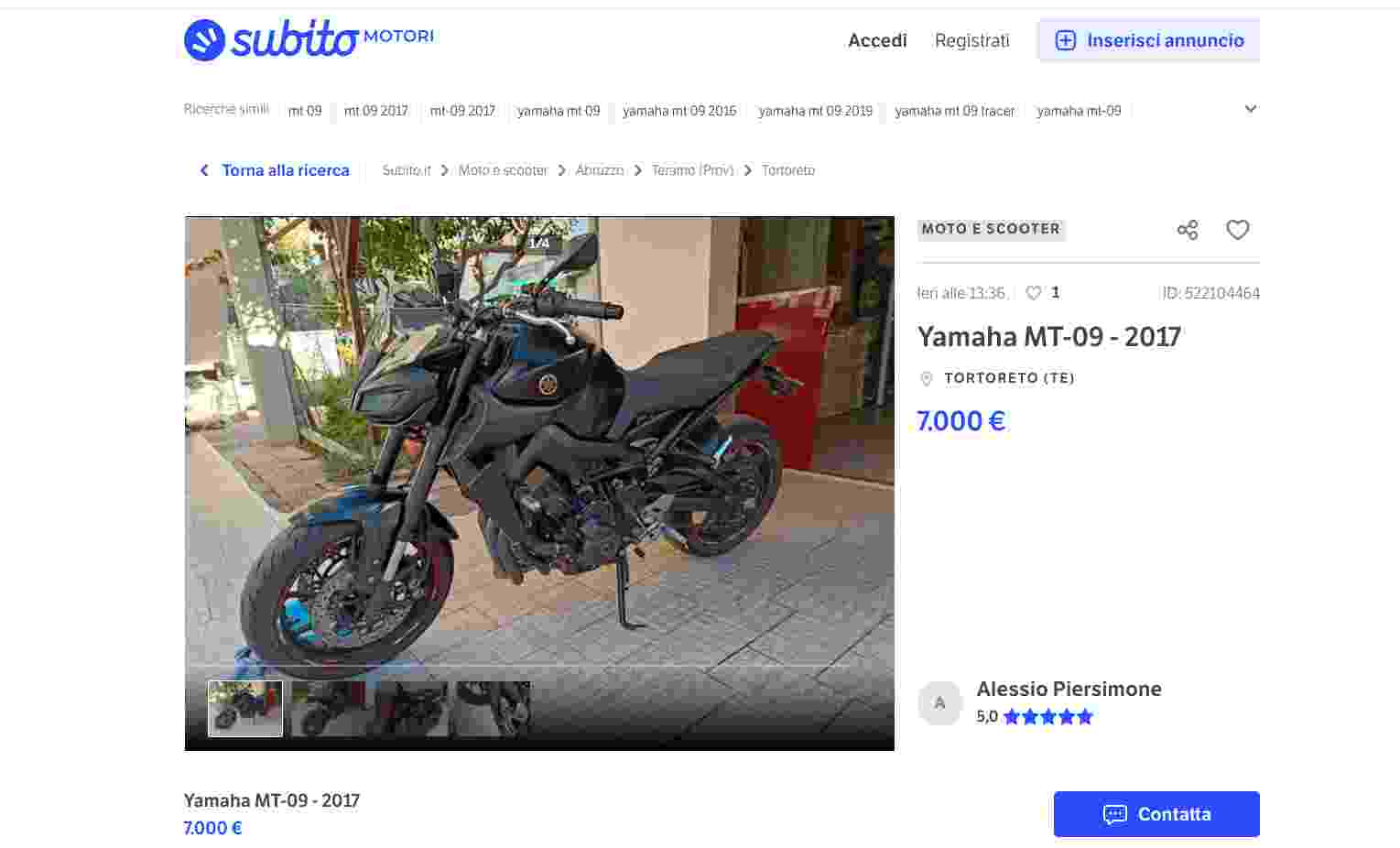 Yamaha MT-09 in vendita a un prezzo stracciato