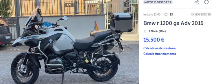 BMW R 1200 GS moto Yamaha T-Max offerta