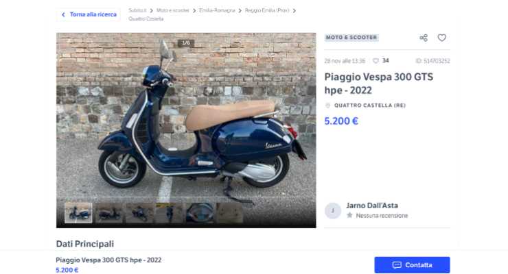 Vespa Piaggio usata a prezzo stracciato