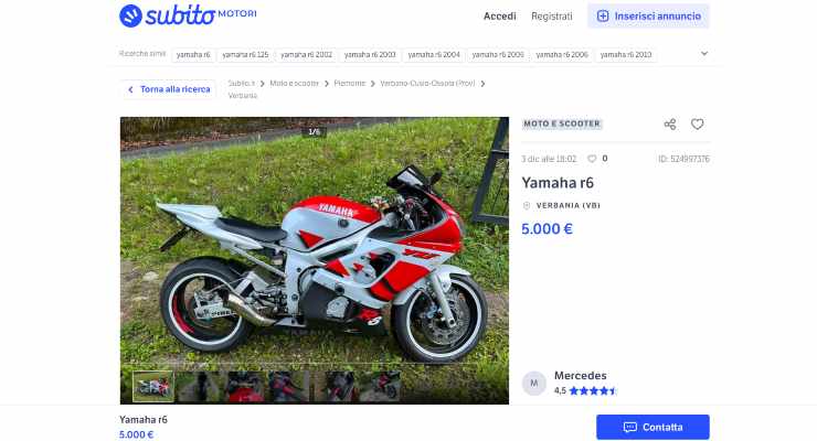 Yamaha R6 apprezzata negli anni '90