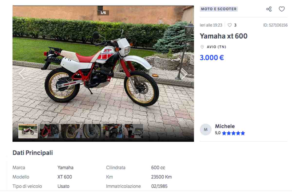 Yamaha XT 600 usata annuncio