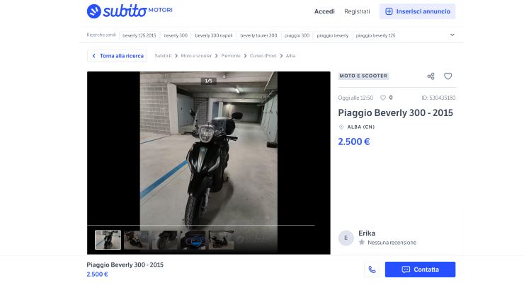 Scooter della Piaggio in vendita a un prezzo stracciato