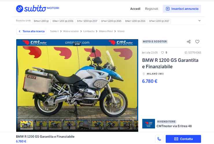 BMW GS usata a prezzo stracciato