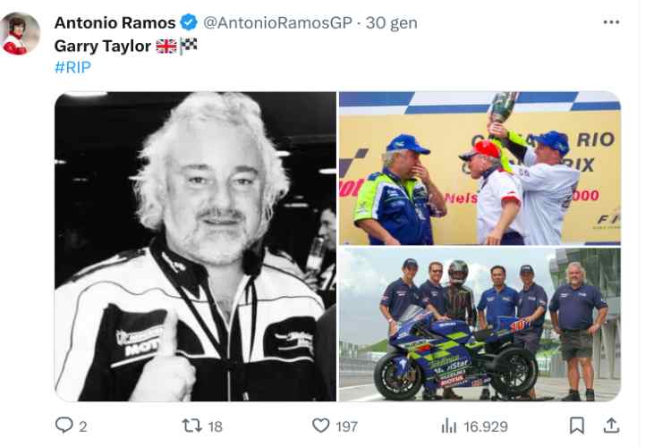 Lutto nel Motomondiale, è morto Garry Taylor