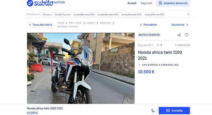 Una Honda Africa Twin nel mercato dell'usato