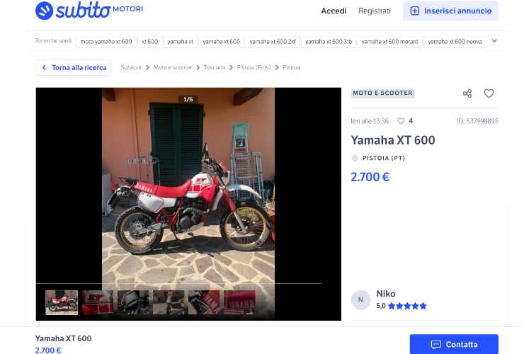 Yamaha XT 600 usata in vendita