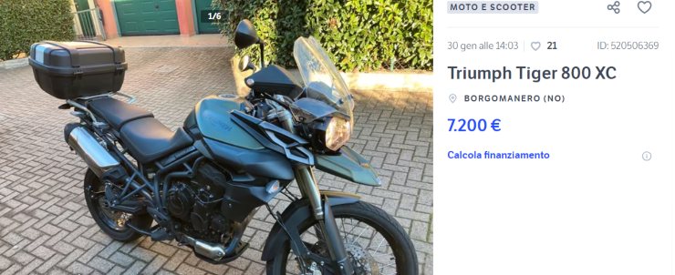 Triumph Tiger occasione 800 XC moto usata offerta prezzo