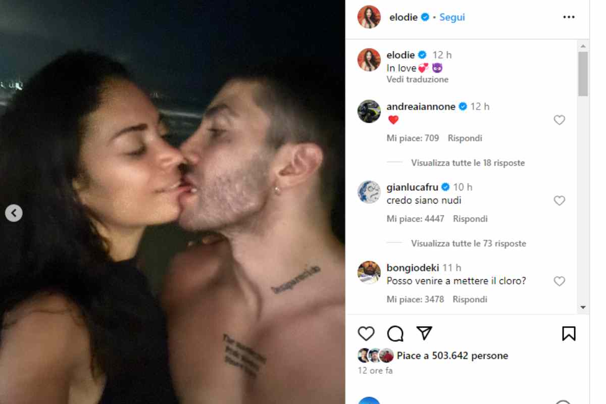 Le effusioni tra Elodie e Iannone