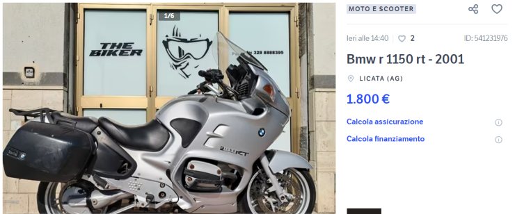 BMW R 1150 RT moto usata iPhone costo prezzo