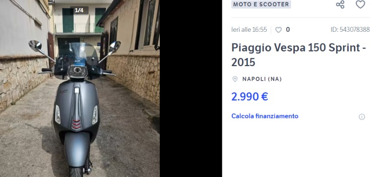 Vespa Piaggio costo usato occasione prezzo scontato