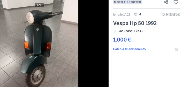 Vespa scooter occasione costo usato iPhone