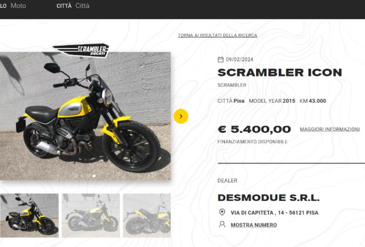 Ducati, una Scrambler in vendita