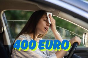Auto caldo torrido aria condizionata multa 400 euro