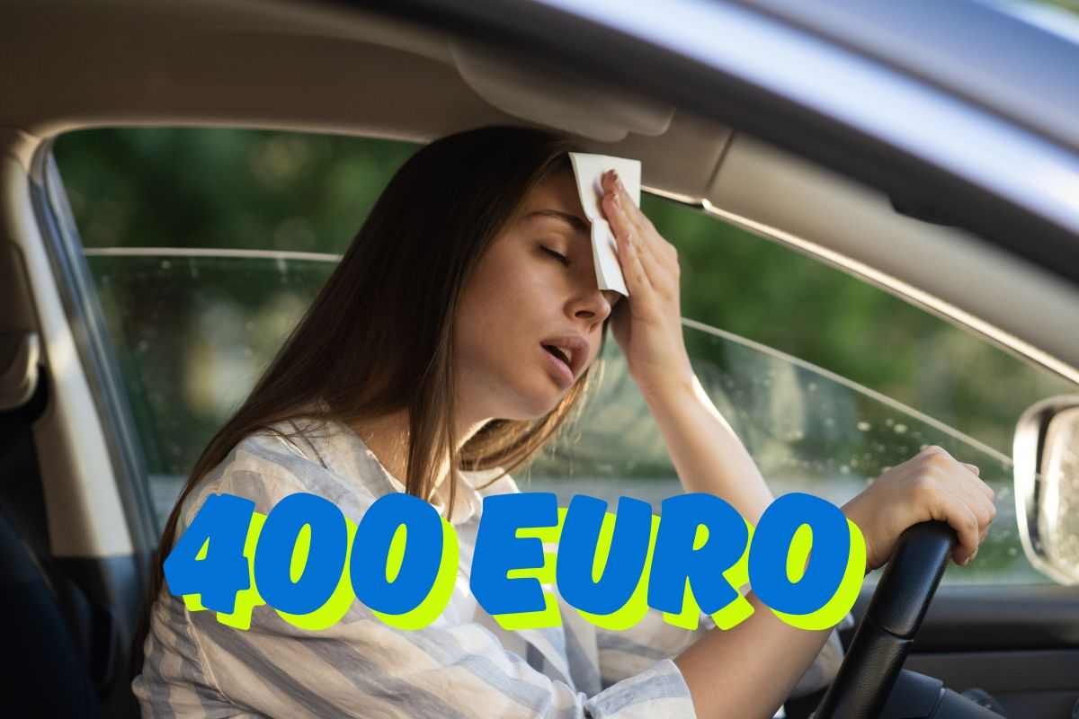 Auto caldo torrido aria condizionata multa 400 euro