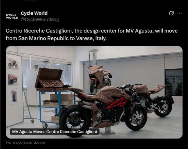 Centro Ricerche Castiglioni MV Agusta chiusura
