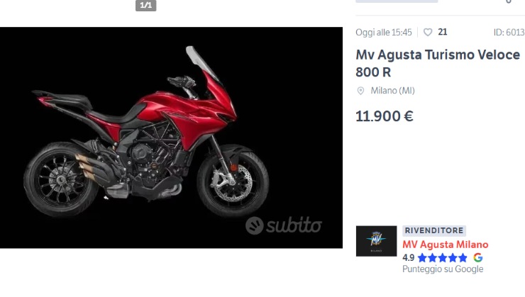 mv agusta turismo veloce 800r