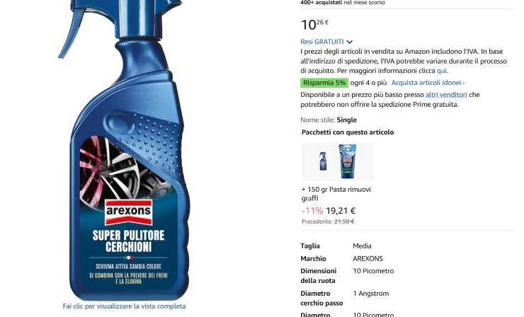 Moto pulizia Arexons Gel pulitore cerchioni