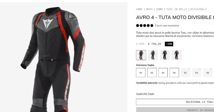 Dainese moto novità colosso un euro