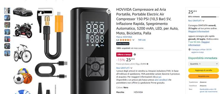Hovvidda novità mini compressore moto