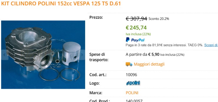 Vespa Polini kit cilindrata motore