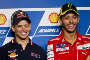 Valentino Rossi e Casey Stoner in conferenza stampa