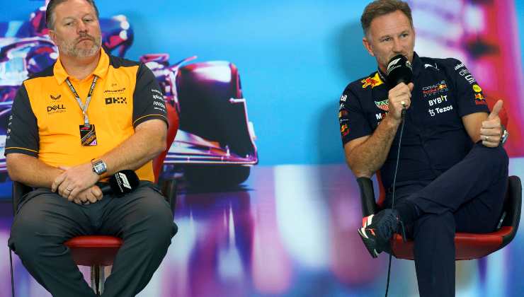 Zak Brown e Christian Horner in conferenza stampa