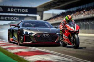 Va più veloce un'Audi RS e-tron GT o una Ducati Panigale V4 S? Sfida non certo scontata